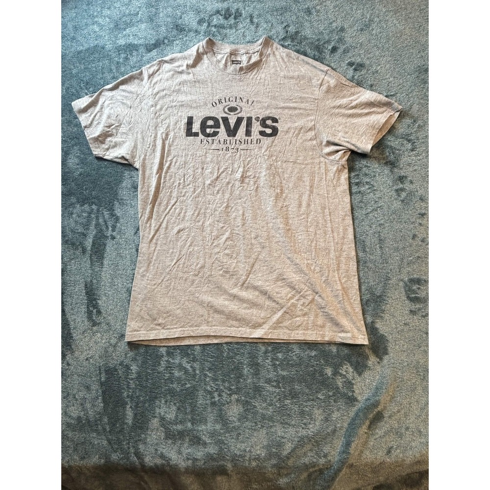 Levis Original Established 1873 Graphic T-Shirt Gray XL Relaxed Fit Cotton Blend